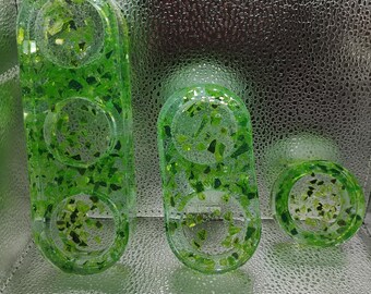 Clear and Green set of 3 Tealight Candle Holders