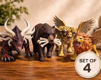 Daniel 7 Prophetic Beasts Handpainted Set–Lion, Bear, Leopard, and Terrible Beast Models
