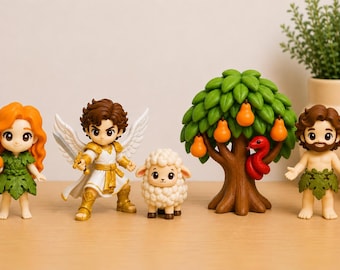 Adam and Eve—Garden of Eden Bible Buddies Figurine Model Chibi Style Toy