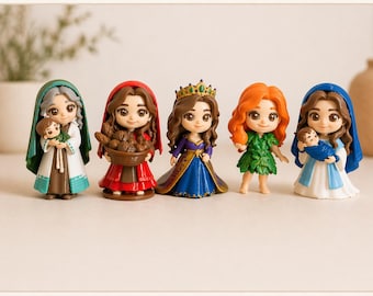 Chibi Bible Buddies Figures – Eve, Sarah, Esther, Hannah, Abigail Hand-Painted Toys