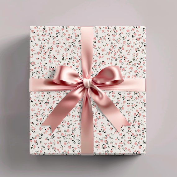 Wrapping Paper, Pink Ditsy Rose Pattern Gift Wrap, Floral Gift Wrap, Girly Gift Wrap, Cute Wrapping Paper, Wrapping Sheets