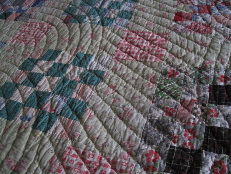 Beautiful Antique Quilt Hand Pieced Hand Quilted Etsy