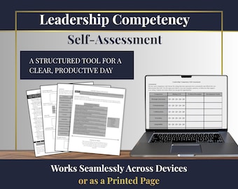 Leadership Competency Self-Assessment | Leadership Development & Performance Review Framework | Printable PDF