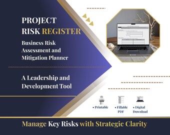 Project Risk Register Template | Business Risk Assessment & Mitigation Planner | Printable PDF