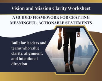 Vision & Mission Clarity Worksheet - Purpose, Values and Alignment Tool (Printable + Digital PDF)