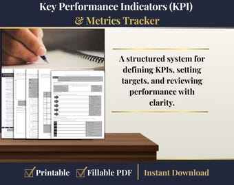 KPI Tracker Template | Business Metrics & Performance Review System | Printable PDF