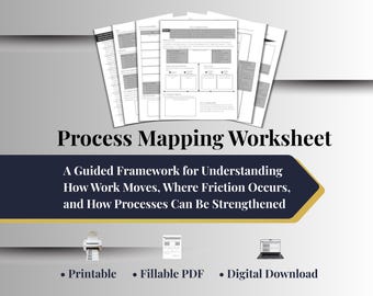 Process Mapping Worksheet - Workflow Clarity & Leadership Planning Tool (Printable + Digital PDF)