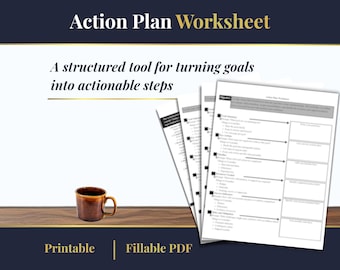 Action Plan Worksheet - Goal‑Setting and Execution Tool (Printable + Digital PDF)
