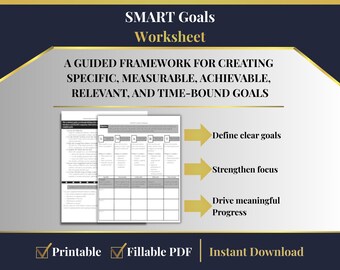 SMART Goals Worksheet - Goal‑Setting and Planning Tool (Printable + Digital PDF)