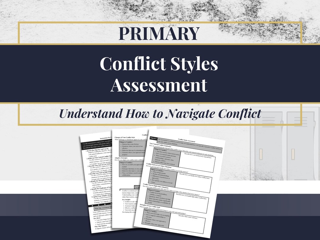 Conflict Styles Assessment - Leadership & Communication Tool (printable ...