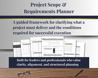 Project Scope & Requirements Planner - Professional Project Management Tool (Printable + Digital PDF)