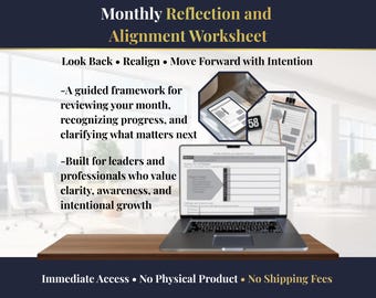 Monthly Reflection & Alignment Worksheet - Professional Development Tool (Printable + Digital PDF)
