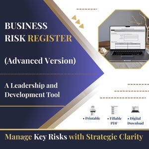 Business Risk Register (Advanced Version) - Strategic Risk Awareness & Planning Tool (Printable + Digital PDF)