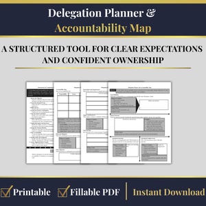 Delegation Planner & Accountability Map - Leadership Clarity and Ownership Tool (Printable + Digital PDF)