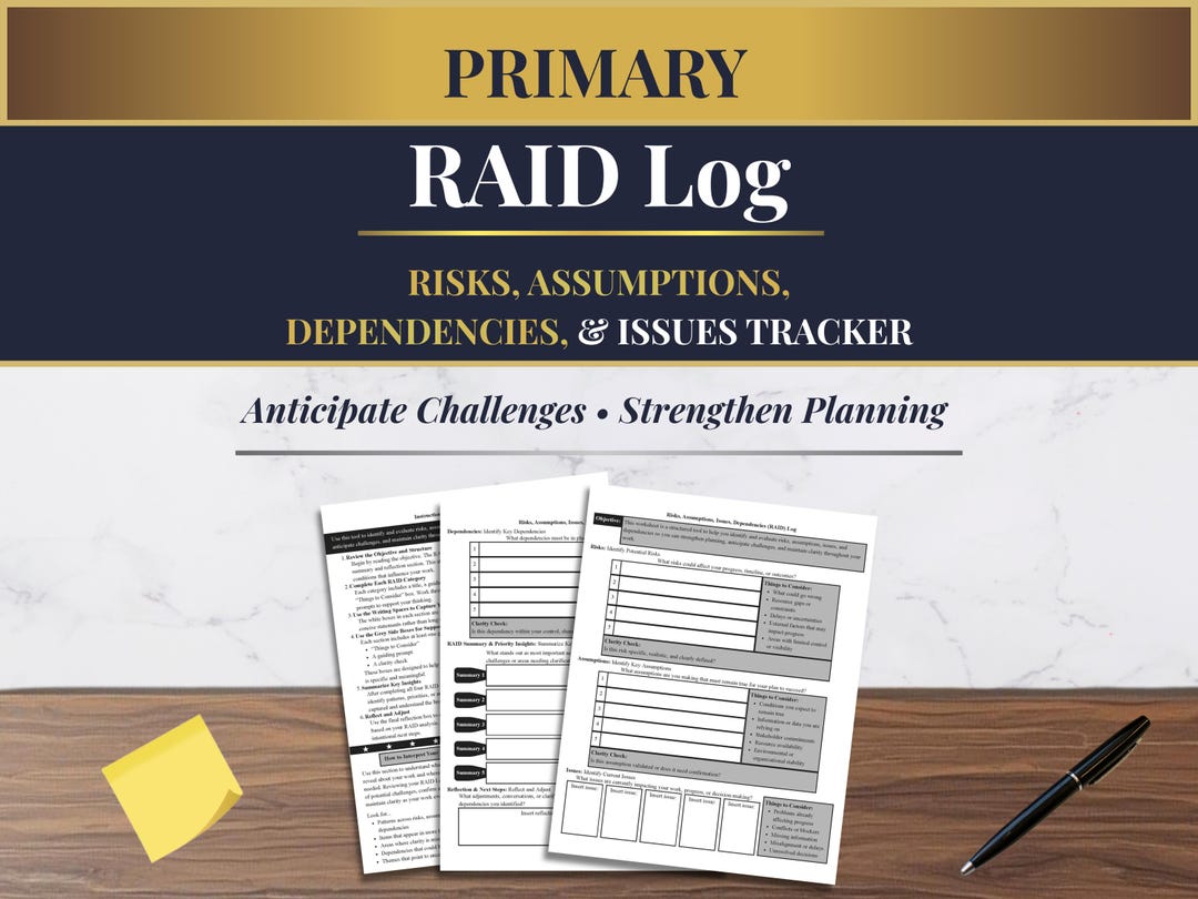 Raid Visuals Risks Issues RAID Log (risks, Assumptions, Issues, Dependencies) - Professional ...