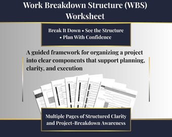 Work Breakdown Structure (WBS) Worksheet - Project Planning and Clarity Tool (Printable + Digital PDF)