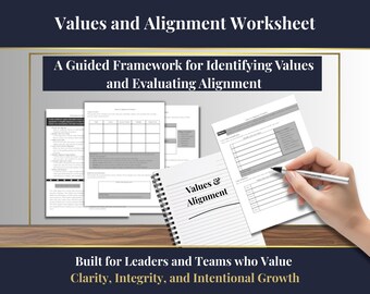 Values & Alignment Worksheet - Leadership Self‑Awareness and Clarity Tool (Printable + Digital PDF)
