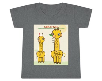 Giraffes Illustration Toddler T-shirt | Cute Cartoon Giraffe Kids Tee