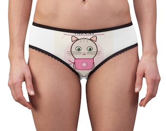 Cute Cat with Pink Camera Women's Briefs | All-Over Print