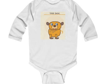 Cute Cartoon Dog Infant Bodysuit | Puppy Illustration Baby Onesie