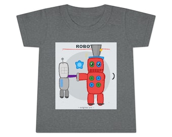 Colorful Robot Friends Toddler T-shirt | Kids Robot Design, Playful Space Theme