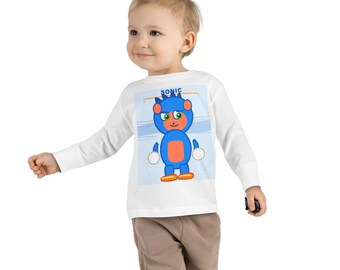 Sonic-inspired Blue Cartoon Character Toddler Long Sleeve Tee | Kids Animal Costume