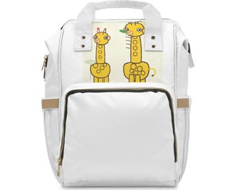Cute Cartoon Giraffes Diaper Backpack | Baby Animal Nursery Bag