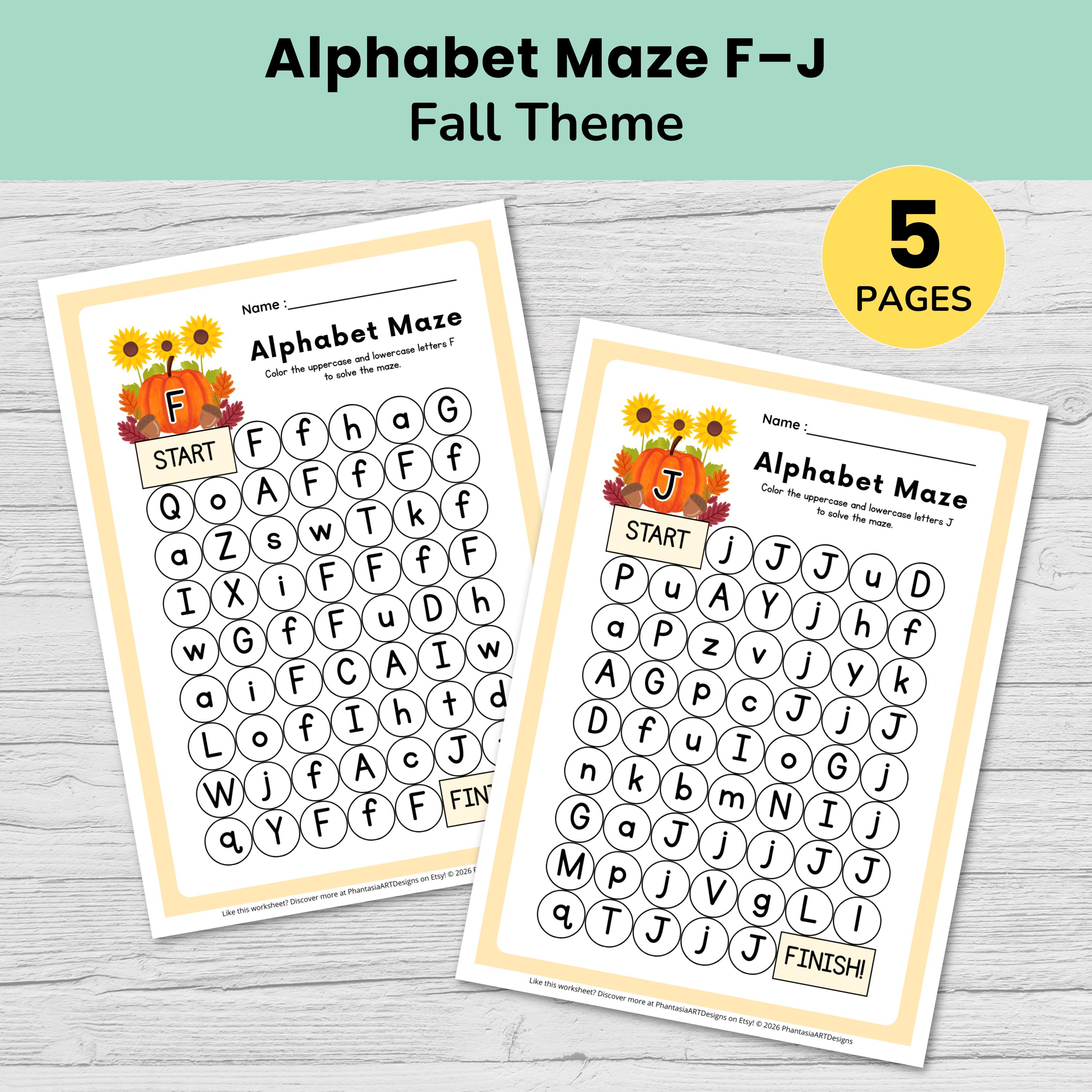 Alphabet Maze Path Alphabet Maze Worksheets Printable PDF - ABC Letter Recognition ...