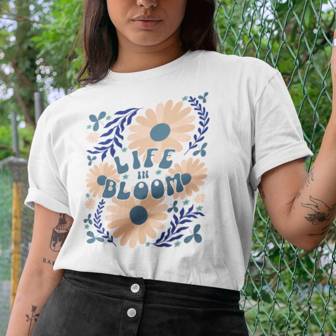Retro Wildflower Life in Bloom Tee | Cottagecore Spring Floral Shirt - Etsy