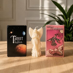 Gift Set of 3 | 2 Tarot Decks + Angel Candle | Pink & Black Tarot spacial Bundle