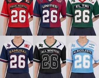 Custom World Cup 2026 Crop Jersey Women's Soccer Shirt Personalized Football Fan Apparel Gift for Her