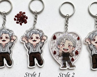 Porte-clé acrylique Astarion Chibi, porte-clé inspiré de Baldur's Gate, breloque RPG vampire mignon, cadeau porte-clés anime scintillant pour les joueurs