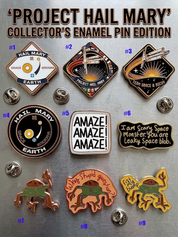 Space Mission Sci-Fi Rocket Patch Pin Button, Project Hail Mary Pin Button, Rocky Pin for Sci-Fi Book Lovers, Andy Weir Fan Art Accessory