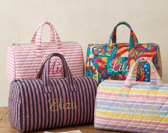 Sac de week-end personnalisé, sac polochon de voyage avec nom personnalisé, sac de voyage monogramme, sac de voyage matelassé, cadeau pour femme et enfant