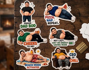 Custom Dad Bod Fridge Magnet, Personalized Father's Day Photo Magnet, Funny Anti Collision Acrylic Magnet, Gift for Dad Husband Boyfriend
