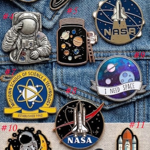 NASA Inspired Enamel Pin Set, Space Astronaut Rocket Planet Pins, Galaxy Badge Collection, Unique Gift for Space Fans
