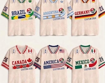 Personalized Soccer Jersey Custom Name Number Football Shirt Brazil Argentina Germany USA Mexico Fan Gift