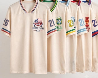 Custom Soccer Jersey Personalized Football Shirt USA Brazil Argentina Spain Jersey Retro Sports Fan Gift