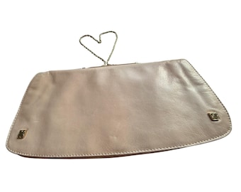 Liz Claidose Seltene Vintage New Yorker Pfirsich Büffelleder Clutch Abendtasche