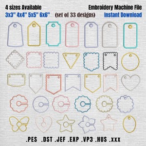 ITH Party Banner Bunting Applique Embroidery Design, Baby Banner Applique, ITH Wine Stems Tag Applique, 33 disegni