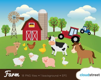 BUY 2 GET 1 FREE Farm Clipart / Farm Animal Clipart / barnyard clipart / farm animal clip art / barn clipart / commercial use ok