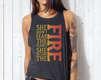 She Became The Flames-Firefighter-Female T-shirt SVG,PNG