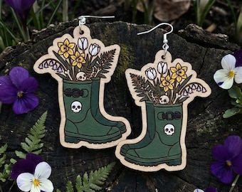 Spooky Rain Boots Earrings SVG Laser Cut File  | Glowforge xTool | Digital Download