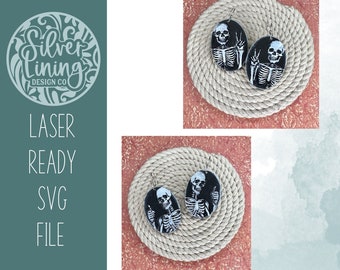 Skeleton Earrings SVG File: Gothic Halloween Laser Cut Design (Digital Download)