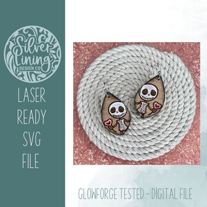 Cute Skelly Earrings SVG File, Laser Cut Halloween Earrings (Digital Download)