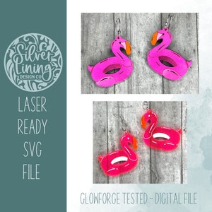 Summer Flamingo Pool Float Earring-SVG-File ONLY-Commercial Use