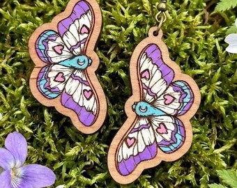 Valentine's Day Moth Earrings SVG Laser Cut File  | Glowforge xTool | Digital Download