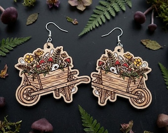 Spooky Garden Wagon Earrings SVG Laser Cut File  | Glowforge xTool | Digital Download