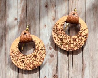 Floral Earring SVG Bundle: Laser Cut Wood & Leather Designs (Digital Download)