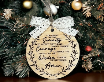 Serenity Prayer Ornament SVG-Digital File-Christmas Ornament SVG-Glowforge Laser SVG-Hand Drawn-Commercial Use